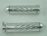 POLISHED SUZUKI GSXR/BUSA GRIP, SWIRLED, POINTED ENDS (PRODUCT CODE# A3252P)