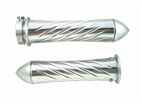 Polished Yamaha R1, R6, R6s, FZ1 Grips Curved-In, Swirled, Pointed Ends (product code# A3255P)