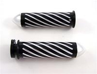 ANODIZED BLACK YAMAHA R1 GRIPS (00-11), STRAIGHT, SWIRLED, FLUSH POINTED ENDS (product code# A3257BP)