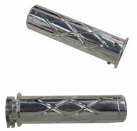 Polished Kawasaki Grips (All Years) Straight, Criss Cross, Flat ends (product code# A3259)
