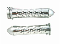 Polished Straight Grips for Kawasaki Models Swirled Edition With Pointed Ends (product code #A3262P)