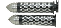 Anodized Black Straight Diamond Cut Grips with Ribbed Pointed Ends fits GSXR 600/750/1000/Hayabusa, Katana, B-King (product code: A4036BPR)