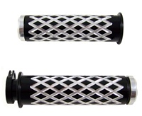Anodized Black Grips Curved Diamond Cut with Flat Ends for Suzuki GSXR 600/750/1000 (96-10), Hayabusa (99-10), Katana (all years) (product code: A4037BF)
