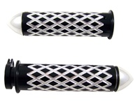 Anodized Black Grips Curved Diamond Cut with Pointed Ends for Suzuki GSXR 600/750/1000 (96-10), Hayabusa (99-10), Katana (all years) (product code: A4037BP)