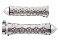 Polished Grips Curved Diamond Cut with Pointed Ends for Suzuki GSXR 600/750/1000 (96-08), Hayabusa (99-09), Katana (all years) (product code: A4037P)