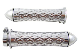 Polished Grips Curved Diamond Cut with Pointed Ends for Suzuki GSXR 600/750/1000 (96-08), Hayabusa (99-09), Katana (all years) (product code: A4037P)