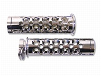Polished Straight Grips with Holes & Flat ends for Kawasaki ZX6, ZX7, ZX9, ZX10, Z1000, ZX12, ZX14, ZX636 (Fits all years) (product code #A4039)