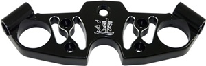 Skeleton Anodized Black Solid Top Busa Clamp (99-Present), Engraved with Speed Symbol (product code: A4267AB)