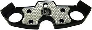 Diamond Cut Anodized Black Solid Top Busa Clamp (99-Present), Engraved with Speed Symbol (product code: A4268AB)