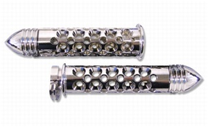 Triple Chromed Straight Grips for Suzuki with Round Holes and Pointed End Caps (Product Code #CA3005)