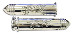 TRIPLE CHROMED STRAIGHT BILLET ALUMINUM GRIPS POLISHED WITH POINTED ENDS R6 (03-05) (product code CA3042P)