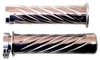 Triple Chrome Curved Grips With Swirled Design & Flat Ends for Honda (product code# CA3244)