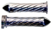 Triple Chrome Curved Grips With Swirled Design & Pointed Ends for Honda (product code# CA3244P)