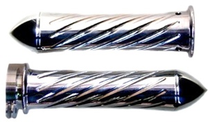 Triple Chromed Straight Grips With Swirled Design & Pointed Ends for Honda (product code# CA3246P)