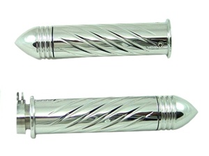 Triple Chormed Straight Grips With Swirled Design & Pointed Ends for Honda (product code# CA3246PR)