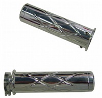 Triple Chromed Straight Grips With Criss Cross Design & Flat Ends for Honda (product code# CA3247)