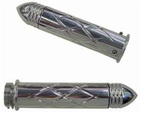 Triple Chromed Straight Grips With Criss Cross Design & Pointed Ribbed Ends for Honda (product code# CA3247PR)