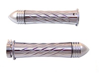 TRIPLE CHROMED SUZUKI GRIPS, CURVED IN, SWIRLED, POINTED RIBBED ENDS (PRODUCT CODE# CA3250PR)
