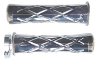 TRIPLED CHROMED SUZUKI GRIPS, CURVED IN, CRISS CROSSED, FLAT ENDS (PRODUCT CODE# CA3251)