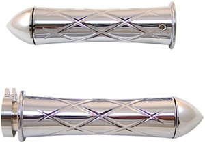 TRIPLED CHROMED SUZUKI GRIPS, CURVED IN, CRISS CROSSED, POINTED ENDS (PRODUCT CODE# CA3251P)