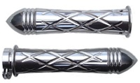 TRIPLED CHROMED SUZUKI GRIPS, CURVED IN, CRISS CROSSED, POINTED ENDS (PRODUCT CODE# CA3251PR)