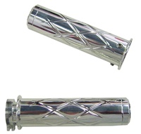 Polished Kawasaki Grips (All Years) Chrome, Criss Cross, Flat ends (product code# CA3259)