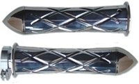 Chrome Curved Grips for Kawasaki Models CrissCross Edition With Pointed Ends (product code #CA3261P)