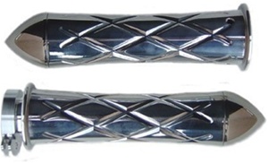 Chrome Curved Grips for Kawasaki Models CrissCross Edition With Pointed Ends (product code #CA3261P)