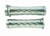 Chrome Straight Grips for Kawasaki Models Swirled Edition With Flat Ends (product code #CA3262)