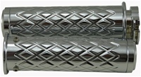 Triple Chrome Straight Diamond Cut Grips with Flat Ends fits GSXR 600/750/1000/Hayabusa, Katana, B-King (product code: CA4036F)