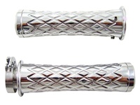Chrome Grips Curved Diamond Cut with Flat Ends for Suzuki GSXR 600/750/1000 (96-Present), Hayabusa (99-Present), Katana (all years) (product code: CA4037F)