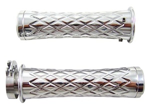 Chrome Grips Curved Diamond Cut with Flat Ends for Suzuki GSXR 600/750/1000 (96-Present), Hayabusa (99-Present), Katana (all years) (product code: CA4037F)