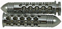 Yamaha R1/ R6R (00-Present) & R6S (03-09), Straight Grips with Holes & Pointed Ribbed Ends - Triple Chrome (product code: CA4050PR)