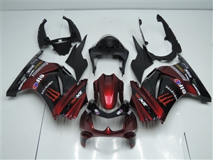 Motorcycle Fairings Kit - 2008-2012 Kawasaki Ninja250R Red/Black Custom Fairings | CP4390