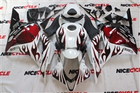 Motorcycle Fairings Kit - 2009-2012 Honda CBR 600RR White/Red Flame Fairings | # HNDA28
