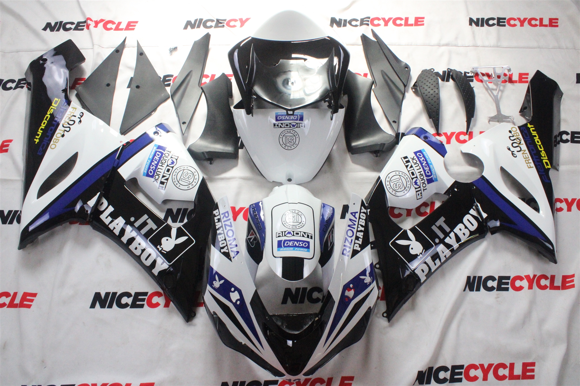 Kawasaki ZX6R Blue Playboy Fairings