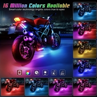 6 Pcs Motorcycle LED Light Kits, App Control Multicolor Waterproof Motorcycle LED Strip Lights, Music Sync & RGB LED Lights For Motorcycles, DC 12V