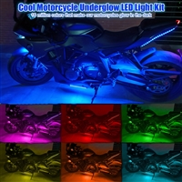 Upgrade Your Motorcycle with a 6-Piece RGB LED Light Kit - Multi-Color, Red Brake Light & Waterproof Silicone Strip!