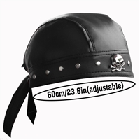 Leather Bandana Motorcycle Biker Doo Do Rag Punk Black Headwrap Studded Skull Cap Capsmith Du Rag