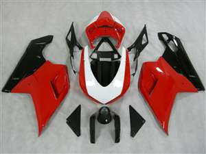 Motorcycle Fairings Kit - Ducati 1198 1098 848 Evo Black/Red/White Fairings | ND848-17