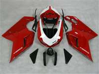 Motorcycle Fairings Kit - Ducati 1198 1098 848 Evo Red/White Fairings | ND848-19