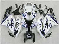 Motorcycle Fairings Kit - 2004-2005 Honda CBR 1000RR White/Blue Flame Fairings | NH10405-24