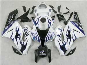 Motorcycle Fairings Kit - 2004-2005 Honda CBR 1000RR White/Blue Flame Fairings | NH10405-24