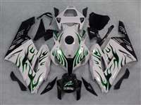 Motorcycle Fairings Kit - 2004-2005 Honda CBR 1000RR Green Fire/White Fairings | NH10405-44