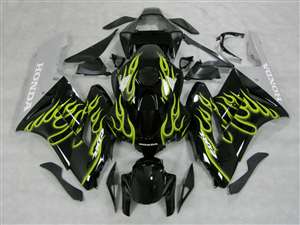 Motorcycle Fairings Kit - 2004-2005 Honda CBR 1000RR Yellow Fire Flame Fairings | NH10405-82