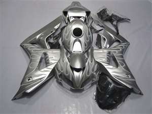 Motorcycle Fairings Kit - 2006-2007 Honda CBR 1000RR Silver Flamed Fairings | NH10607-38