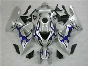 Motorcycle Fairings Kit - 2006-2007 Honda CBR 1000RR Silver/Tribal Blue Fairings | NH10607-4