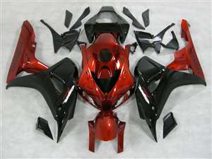 Motorcycle Fairings Kit - 2006-2007 Honda CBR 1000RR Gloss Black/Red Fairings | NH10607-70