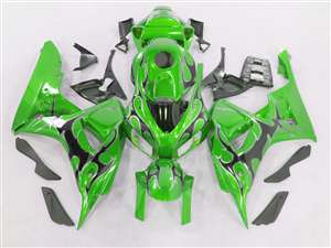 Motorcycle Fairings Kit - 2006-2007 Honda CBR 1000RR Green/Black Tribal Fairings | NH10607-94