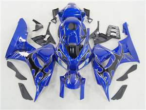 Motorcycle Fairings Kit - 2006-2007 Honda CBR 1000RR Blue/Black Tribal Fairings | NH10607-95